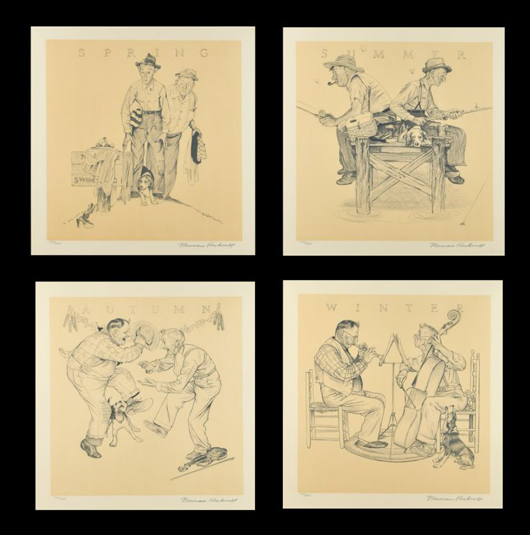 Lot 52, Norman Rockwell (1894-1978), 'Four Seasons,' lithograph. Image courtesy of Gray's Auctioneers.